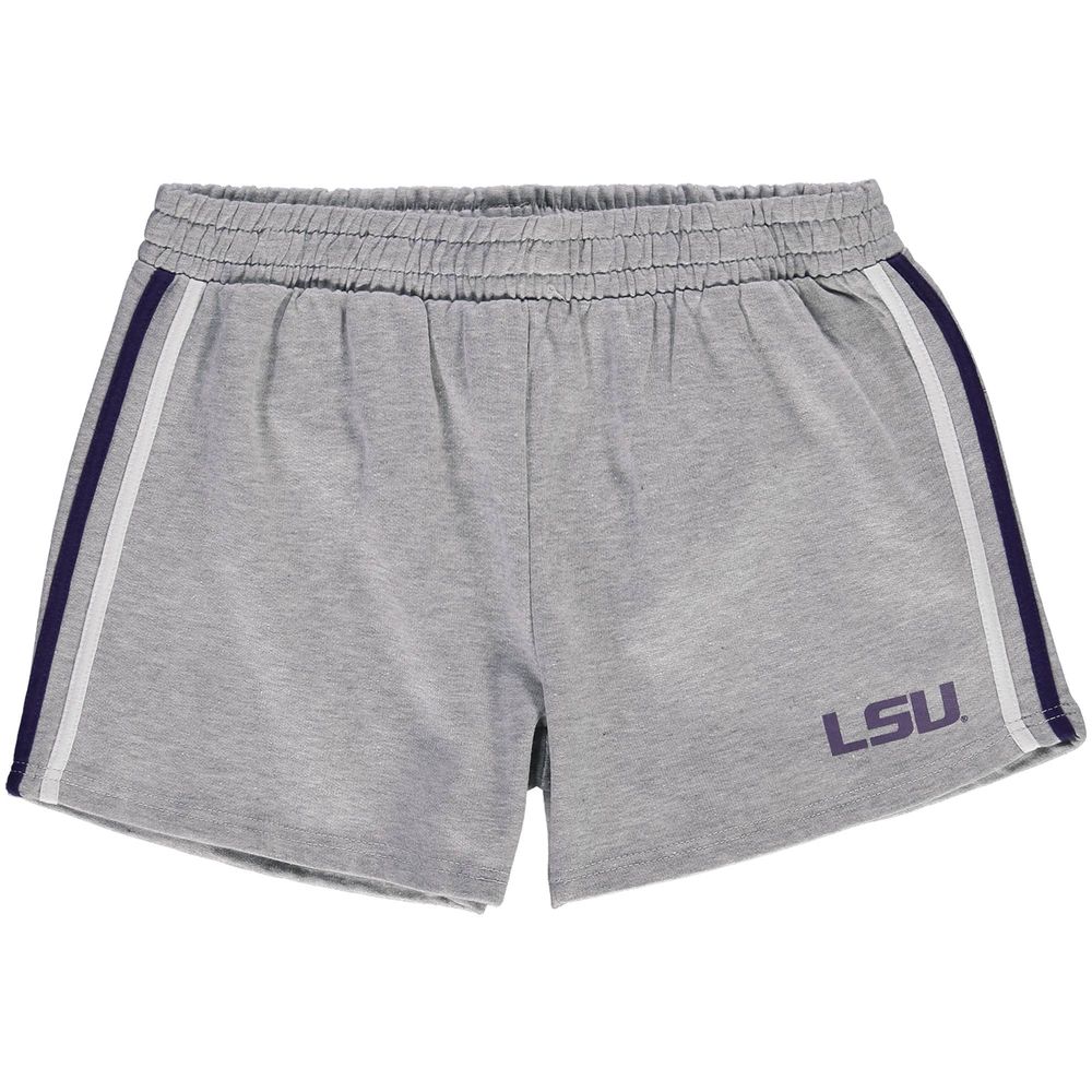 Women's Heathered Gray LSU Tigers Plus 2-Stripes Shorts