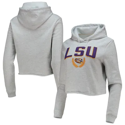 LSU Tigers League Collegiate Wear Women's 1636 Cropped Pullover Hoodie - Ash