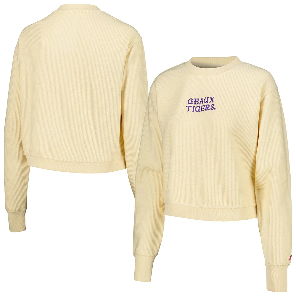 Sweat-shirt court pour femmes League Collegiate Wear crème LSU Tigers Timber