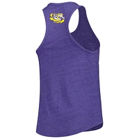 Women's League Collegiate Wear Heather Purple LSU Tigers Two-Hit Intramural Tri-Blend Scoop Neck Racerback Tank Top