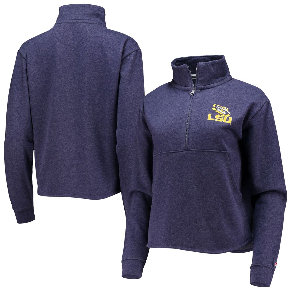 Women's League Collegiate Wear Heathered Purple LSU Tigers Victory Springs Half-Zip Sweatshirt