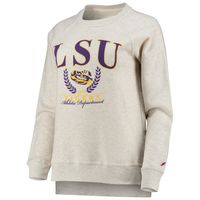 Women's League Collegiate Wear Oatmeal LSU Tigers Academy Raglan Pullover Sweatshirt