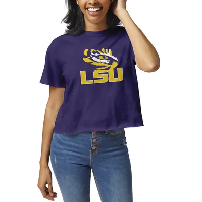 LSU Tigers League Collegiate Wear Women's Clothesline Crop T-Shirt - Purple