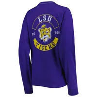 T-shirt violet à manches longues avec poche surdimensionnée des LSU Tigers de la League Collegiate Wear pour femmes