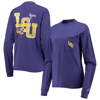 T-shirt surdimensionné à manches longues avec poche LSU Tigers de League Collegiate Wear pour femmes violet