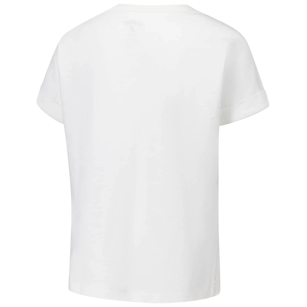 T-shirt blanc à revers roulés LSU Tigers Slub pour femmes de la ligue universitaire