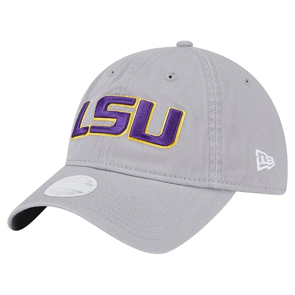 Casquette ajustable 9TWENTY grise avec logo LSU Tigers de New Era pour femme