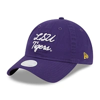 Casquette réglable New Era LSU Tigers Script 9TWENTY violette pour femme