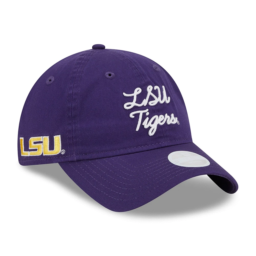 Casquette réglable New Era LSU Tigers Script 9TWENTY violette pour femme