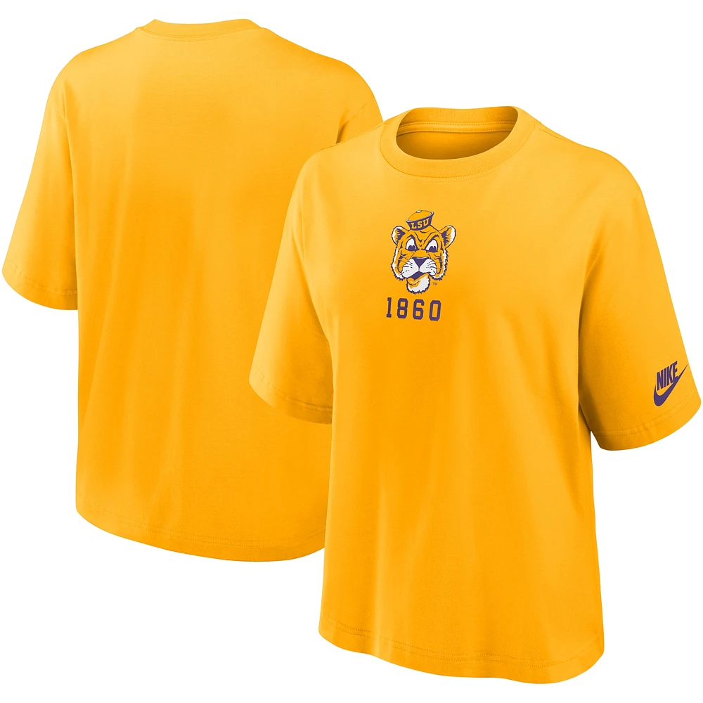 T-shirt Nike Gold LSU Tigers Boxy Legacy Established pour femme