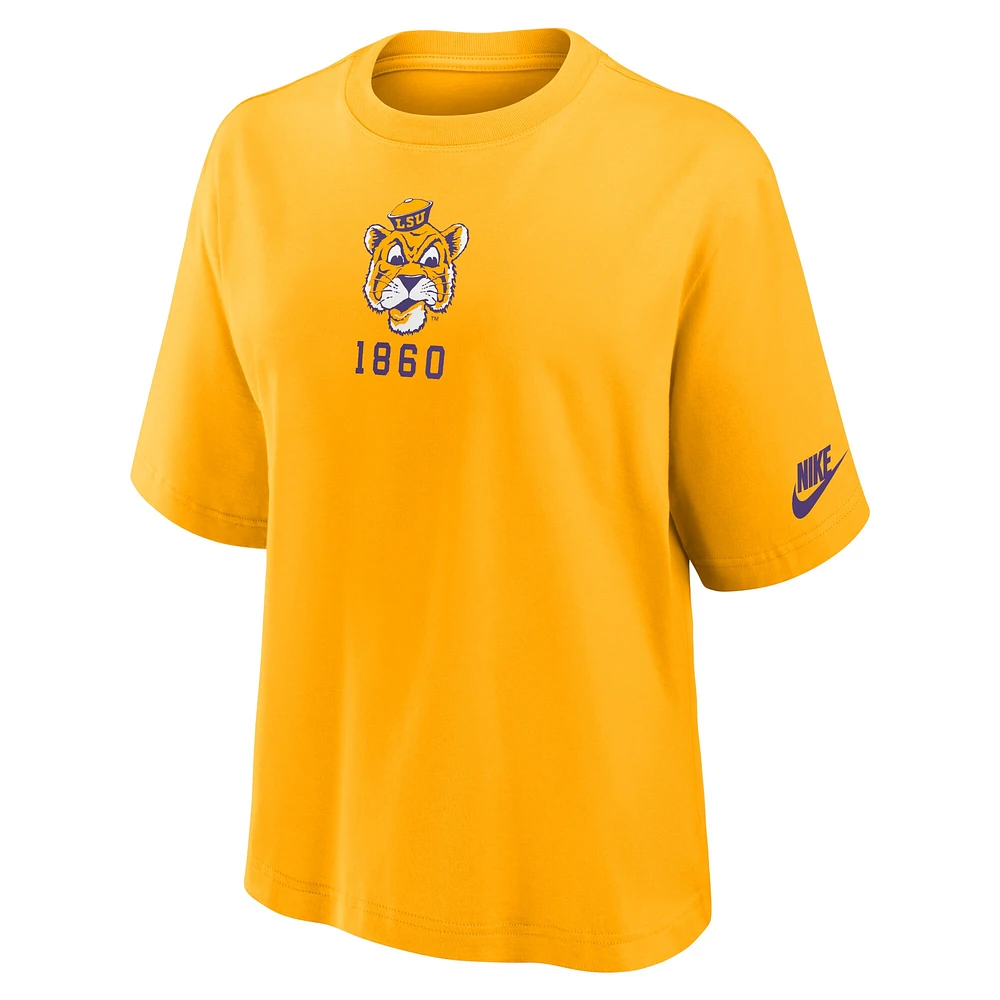Women's Nike Gold LSU Tigers Legacy Established Boxy T-Shirt