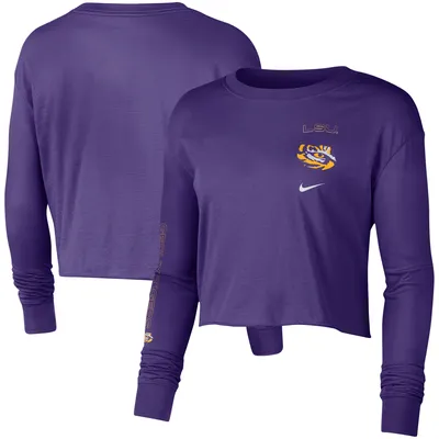 LSU Tigers Nike Women's 2-Hit Cropped Long Sleeve T-Shirt - Purple