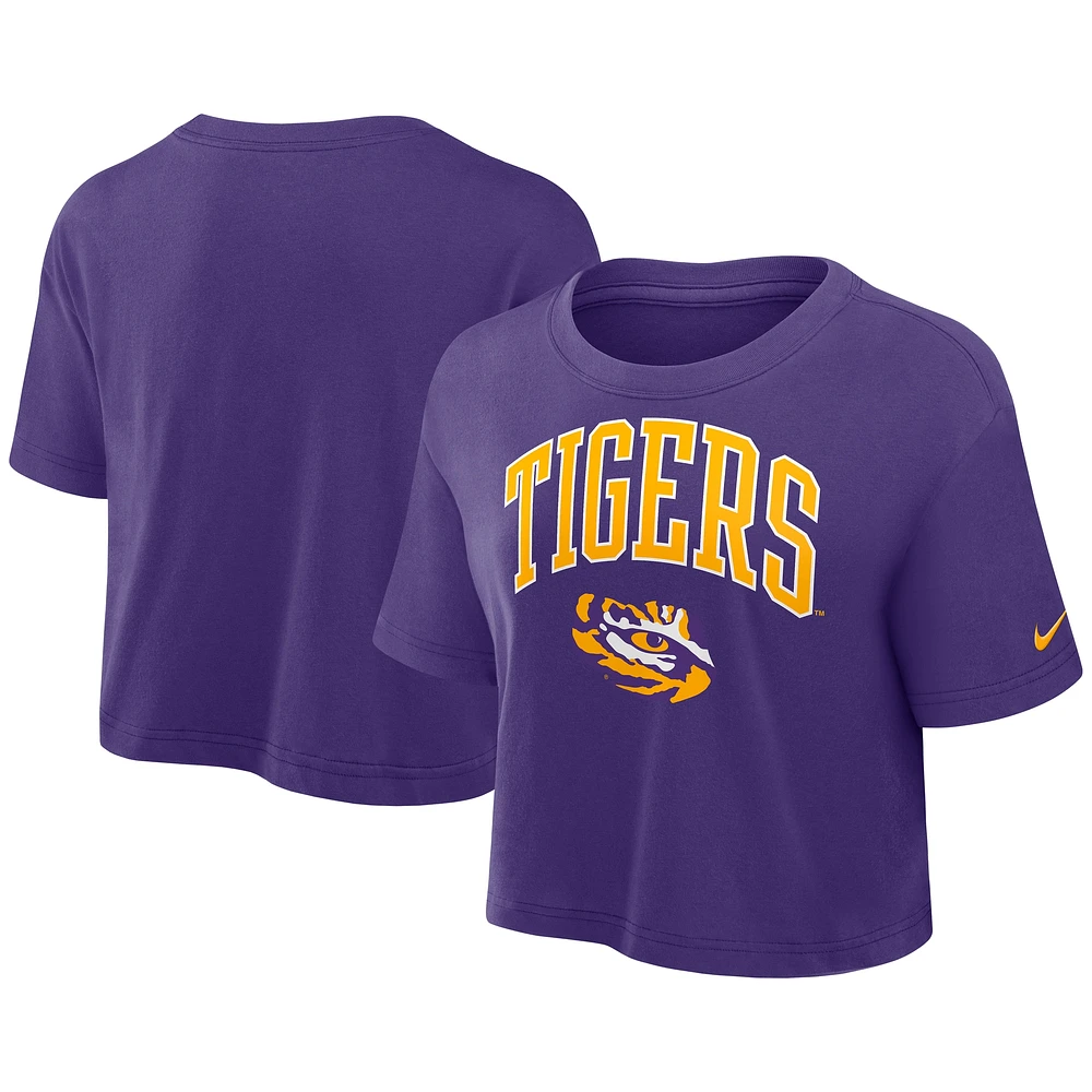 T-shirt court Nike violet LSU Tigers Power Pursuit Athletic Prep Arch Performance pour femme
