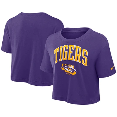 T-shirt court Nike violet LSU Tigers Power Pursuit Athletic Prep Arch Performance pour femme