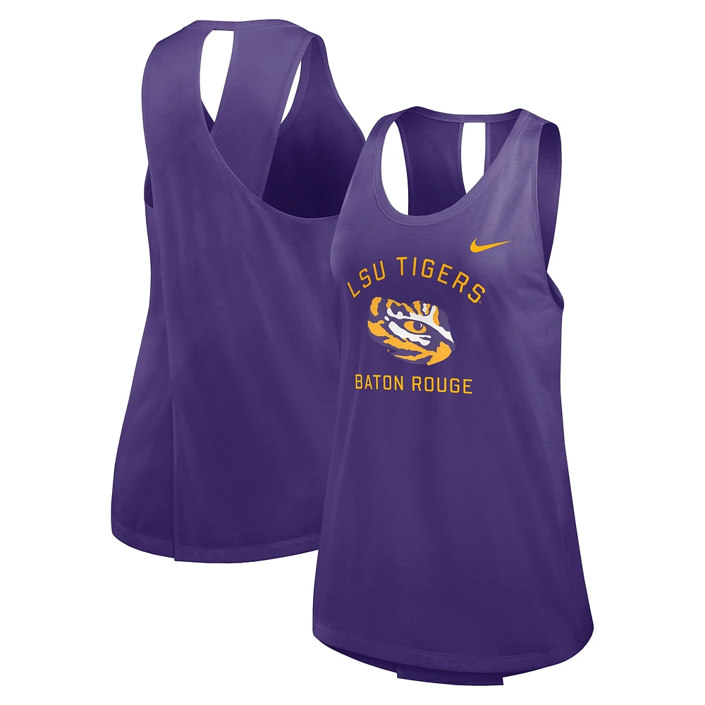 Débardeur Nike violet LSU Tigers Primetime Crossback pour femme