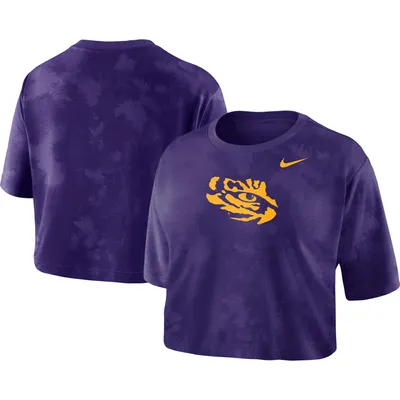 LSU Tigers Nike Women's Tie-Dye Cropped T-Shirt - Purple