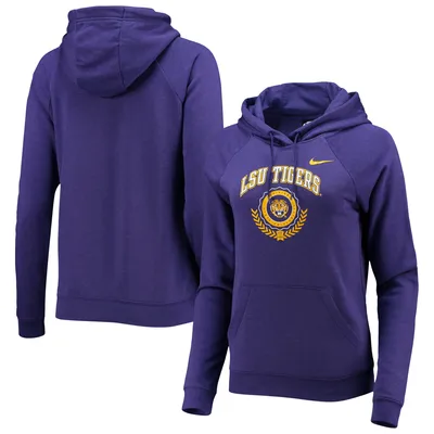 LSU Tigers Nike Women's Varsity Fleece Tri-Blend Raglan Pullover Hoodie - Purple