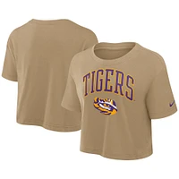 T-shirt court Nike Tan LSU Tigers Power Pursuit Athletic Prep Arch Performance pour femme