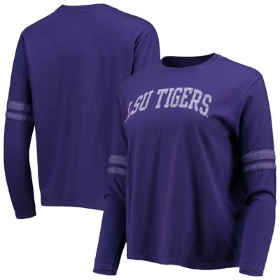 Women's Original Retro Brand Purple LSU Tigers Vault Vintage Stripe Long Sleeve T-Shirt