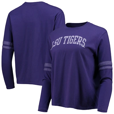 Women's Original Retro Brand Purple LSU Tigers Vault Vintage Stripe Long Sleeve T-Shirt