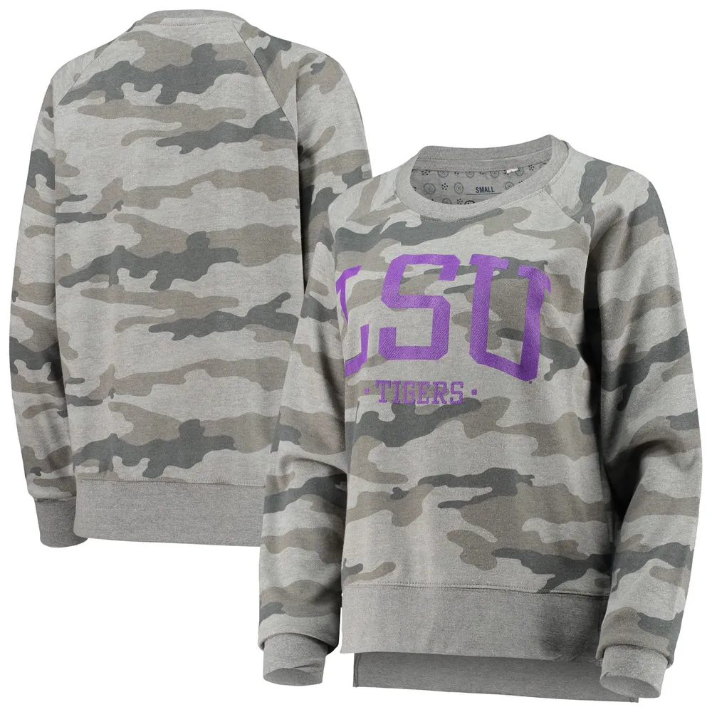 Women's Pressbox Camo LSU Tigers Stockbridge Pullover Sweatshirt