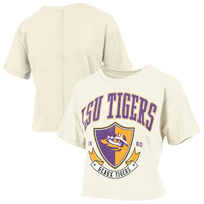 T-shirt court vintage LSU Tigers de couleur crème Pressbox pour femme
