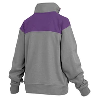 Women's Pressbox Gray LSU Tigers Avon Fleece Quarter-Zip Jacket