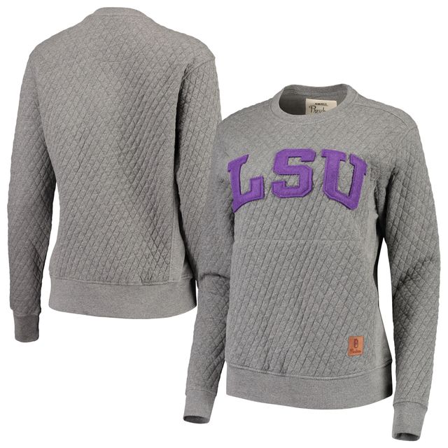 Sweat-shirt matelassé Pressbox Heather Charcoal LSU Tigers Moose pour femme