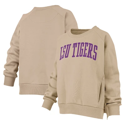 Sweat-shirt à manches raglan poches Pressbox Khaki pour femme des LSU Tigers