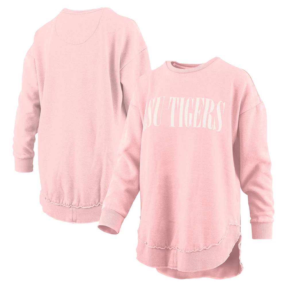 Sweat-shirt en polaire pour femmes Pressbox rose clair LSU Tigers Poncho