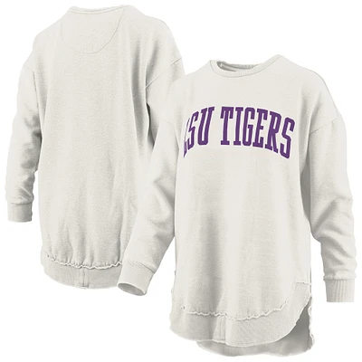 Women's Pressbox  Oatmeal LSU Tigers Melange Poncho Vintage Fleece Long Sleeve Pullover Sweatshirt