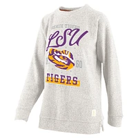 Women's Pressbox Oatmeal LSU Tigers Plus Comfy Cairo Terry Pullover Sweatshirt