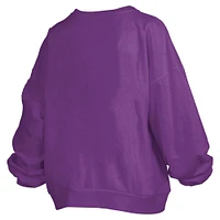 Women's Pressbox Purple LSU Tigers Big Aug Script Janice Oversized Pullover Sweatshirt