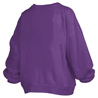Sweat-shirt surdimensionné à manches longues pour femme, violet, avec logo Janise Arch Over, des LSU Tigers