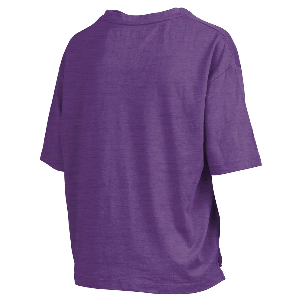 Women's Pressbox Purple LSU Tigers Nelson Arch Over Logo Waist Length Oversized Slub T-Shirt