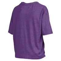 Women's Pressbox Purple LSU Tigers Nelson Arch Over Logo Waist Length Oversized Slub T-Shirt