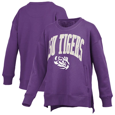 Women's Pressbox Purple LSU Tigers Pocketed Arch Pullover Sweatshirt