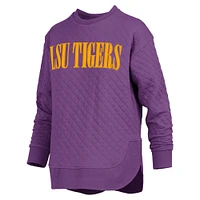 Women's Pressbox Purple LSU Tigers Quilted Long Sleeve Pullover Sweatshirt