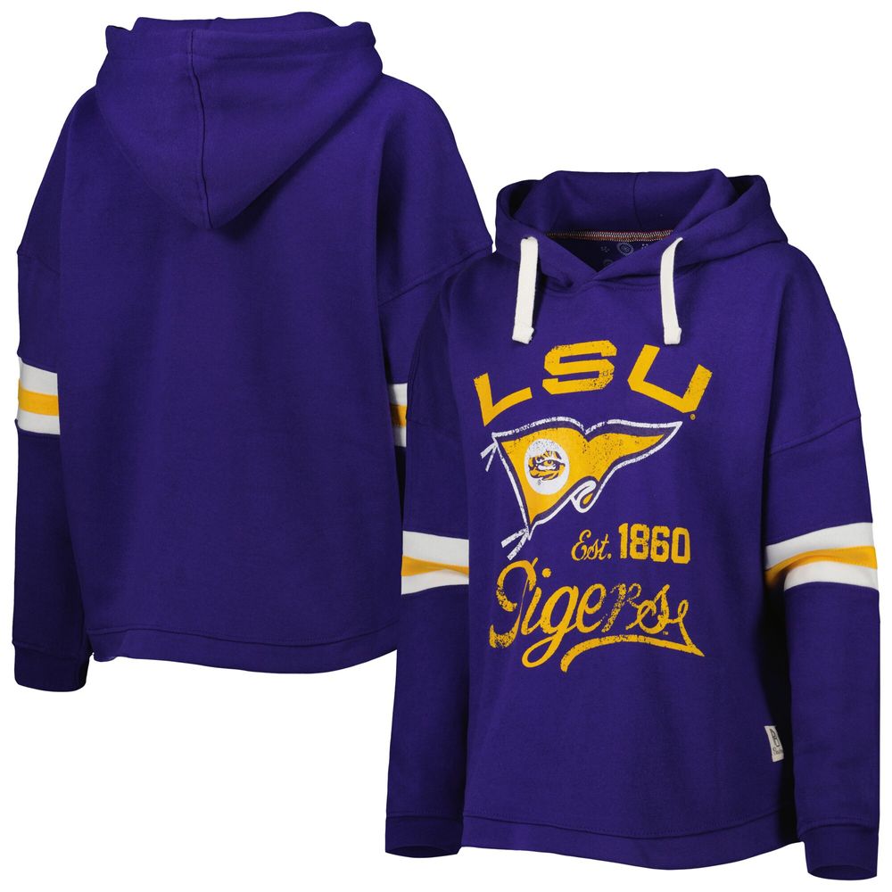 Women's Pressbox Purple LSU Tigers Super Pennant Pullover Hoodie