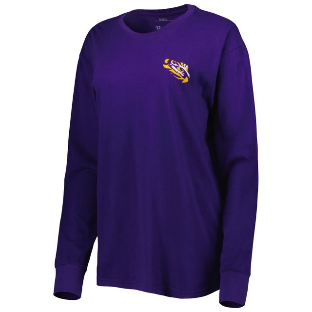 T-shirt à manches longues pour femme Pressbox LSU Tigers Valencia Plaid 2-Hit violet