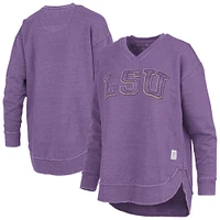 Sweat-shirt à col en V Westin Poncho violet Pressbox pour femme LSU Tigers