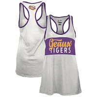 Women's Pressbox White/Purple LSU Tigers Tracy Racerback Burnout Tank Top