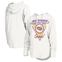 T-shirt à capuche blanc manches longues Pressbox pour femmes LSU Tigers San Bruno