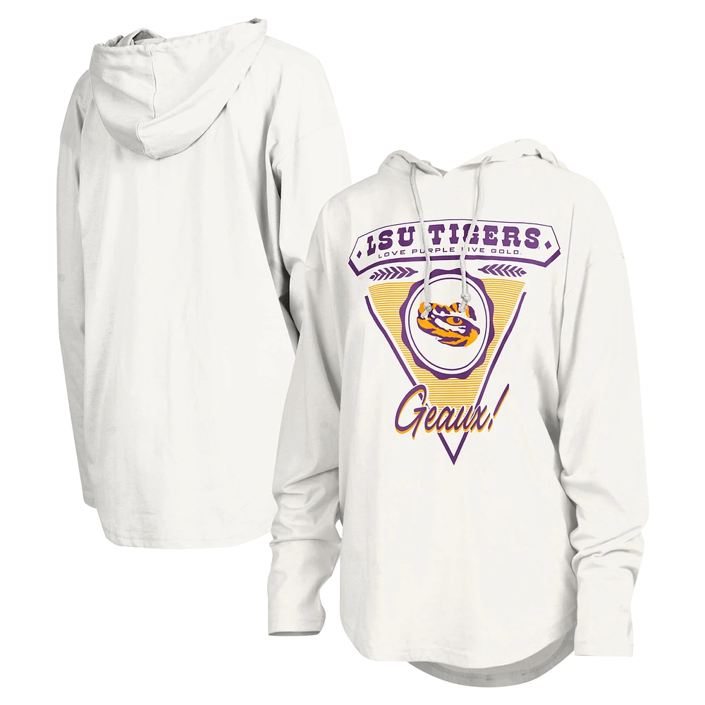 Women's Pressbox White LSU Tigers San Bruno Hoodie Long Sleeve T-Shirt