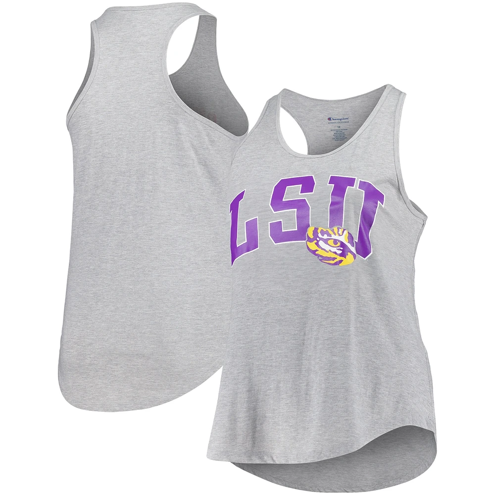 Débardeur à col rond et dos nageur pour femme Profile Heather Grey LSU Tigers Arch Logo