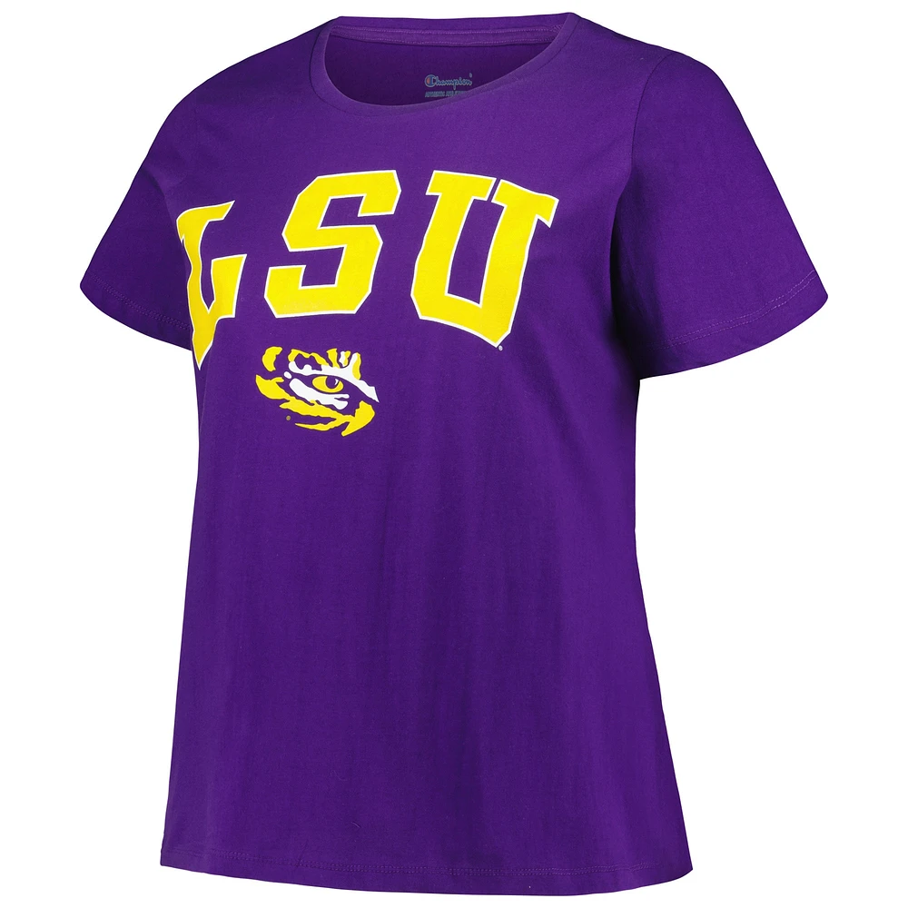 Profil pour femme Violet LSU Tigers Grande taille Arch sur logo T-shirt à encolure dégagée