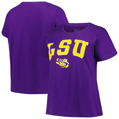 Profil pour femme Violet LSU Tigers Grande taille Arch sur logo T-shirt à encolure dégagée