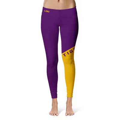 LSU Tigers Women's Letter Color Block Yoga Leggings - Purple/Gold