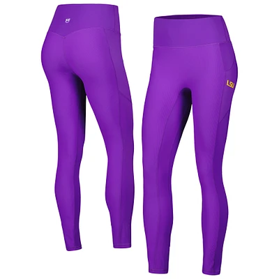 Women's  Purple LSU Tigers 7/8 Mixed Media Pocket iLeggings