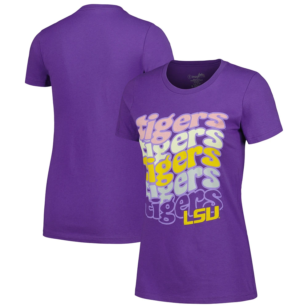 T-shirt violet avec slogan répété des LSU Tigers pour femmes